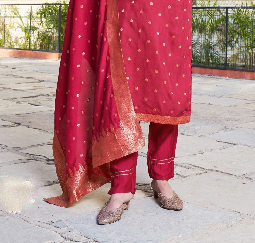 Appealing Pink Color Jaquard And Khatli Work Designer Salwar Suits With Dupatta Set For Women In Casa Grande