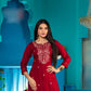 Dazzling Red Color Computer Dori Sequence Embroidery Work A - Line Kurti For Women Near Me