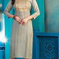 Appealing Grey Colored A - Line Kurti With Computer Dori Sequence Embroidery Work For Women