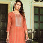 Elegant Orange Colored Rayon Foil Print Designer Kurti With Embroidery Work For Women In Chandler