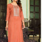 Elegant Orange Colored Rayon Foil Print Designer Kurti With Embroidery Work For Women