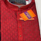 Elegent Red Color Jacquard Embroidery Work Men's Kurta