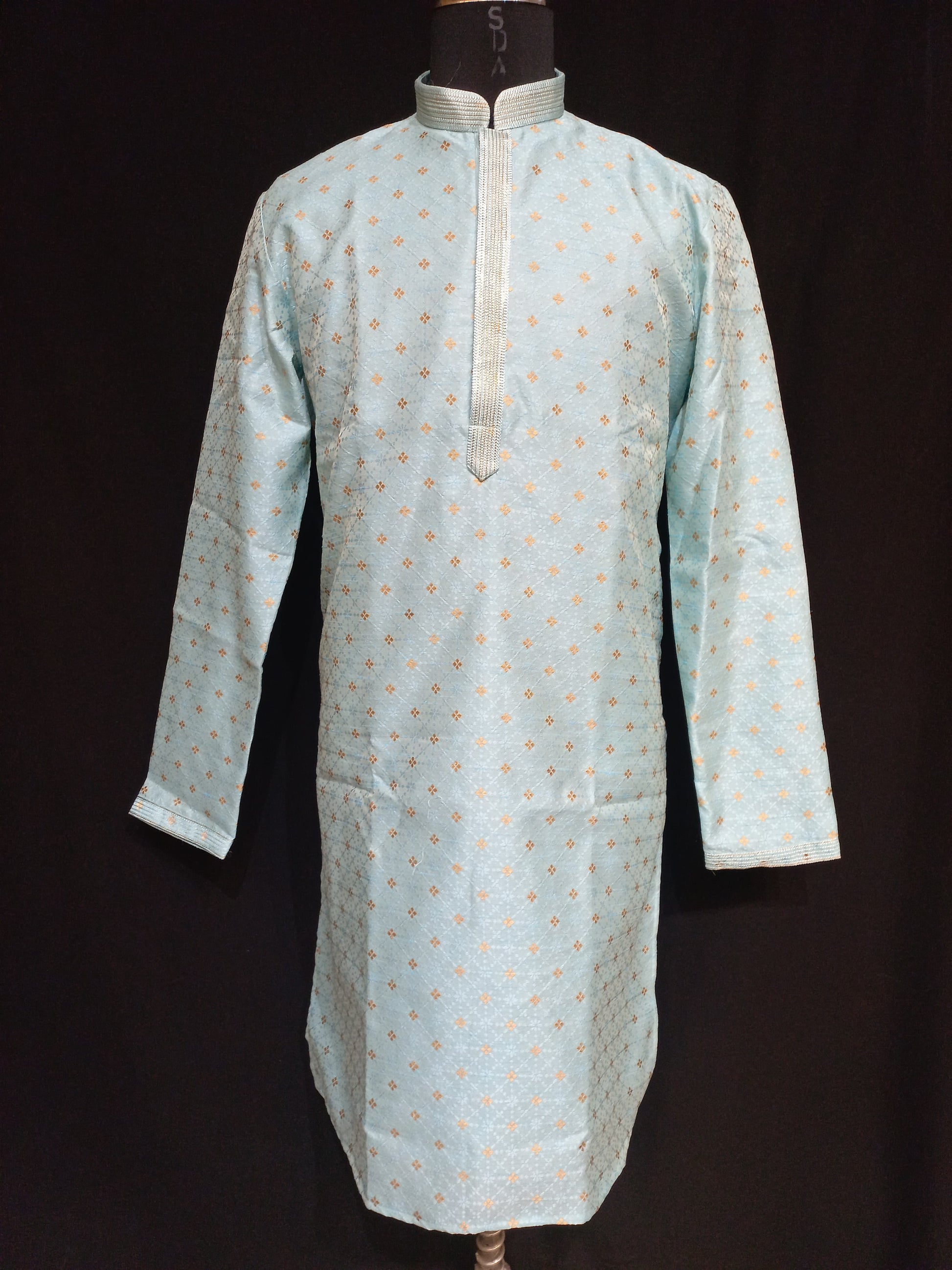 Gorgeous Sky Blue Color Banarasi Brocade Kurta Suits For Men