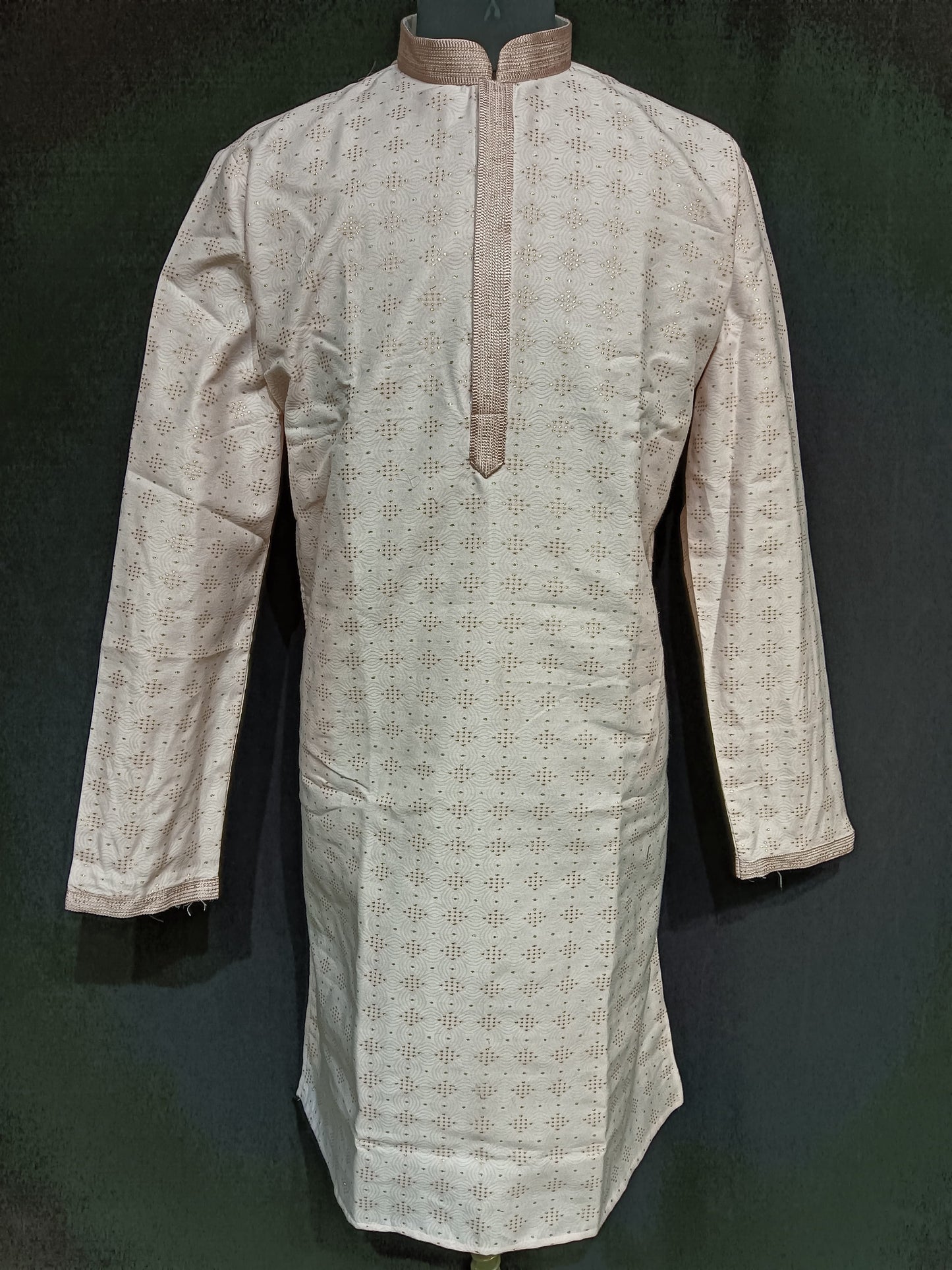 Dazzling Peach Color Brocade With Linning Kurta Suits For Men