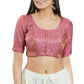 Attractive Light Pink Colored Brocade Elbow Sleeves Readymade Blouse For Women