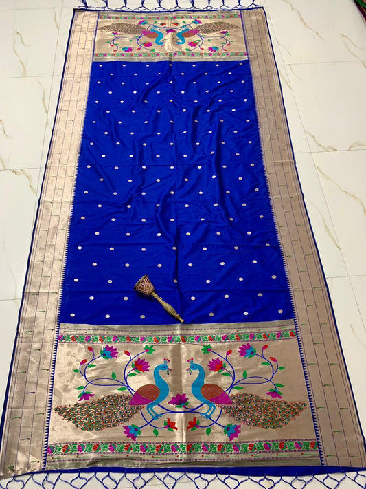 Elegent Blue Color Banarasi Soft Zari Silk Dupatta For Women