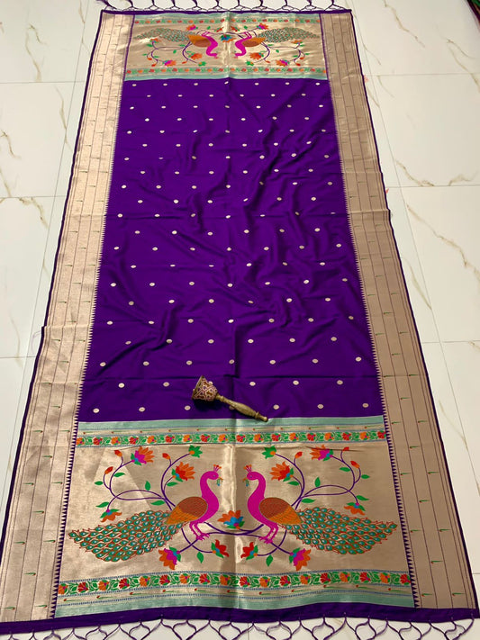 Beautiful Purple Color Banarasi Soft Zari Silk Dupatta For Women