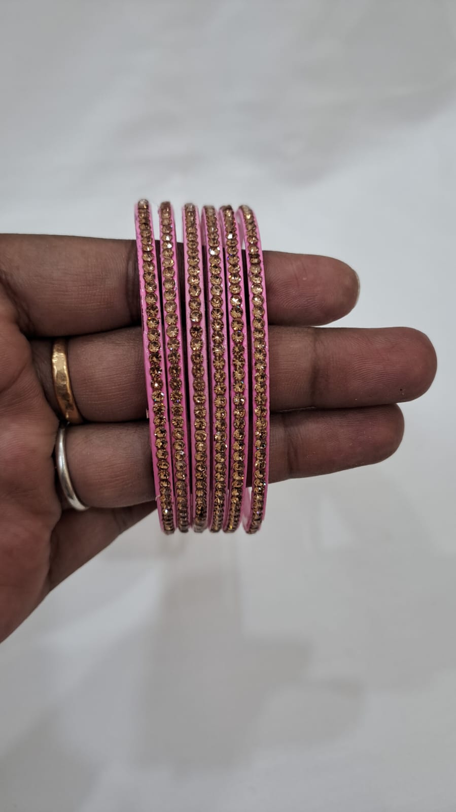 Alluring Dark Pink Color Glass Bangles With Glittering Stones Near Me