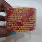 Stunning Red Color Stone Work Glass Bangles For Women