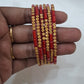 Stunning Red Color Stone Work Glass Bangles For Women