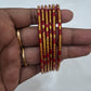 Stunning Red Color Glass Bangles With New Design For women