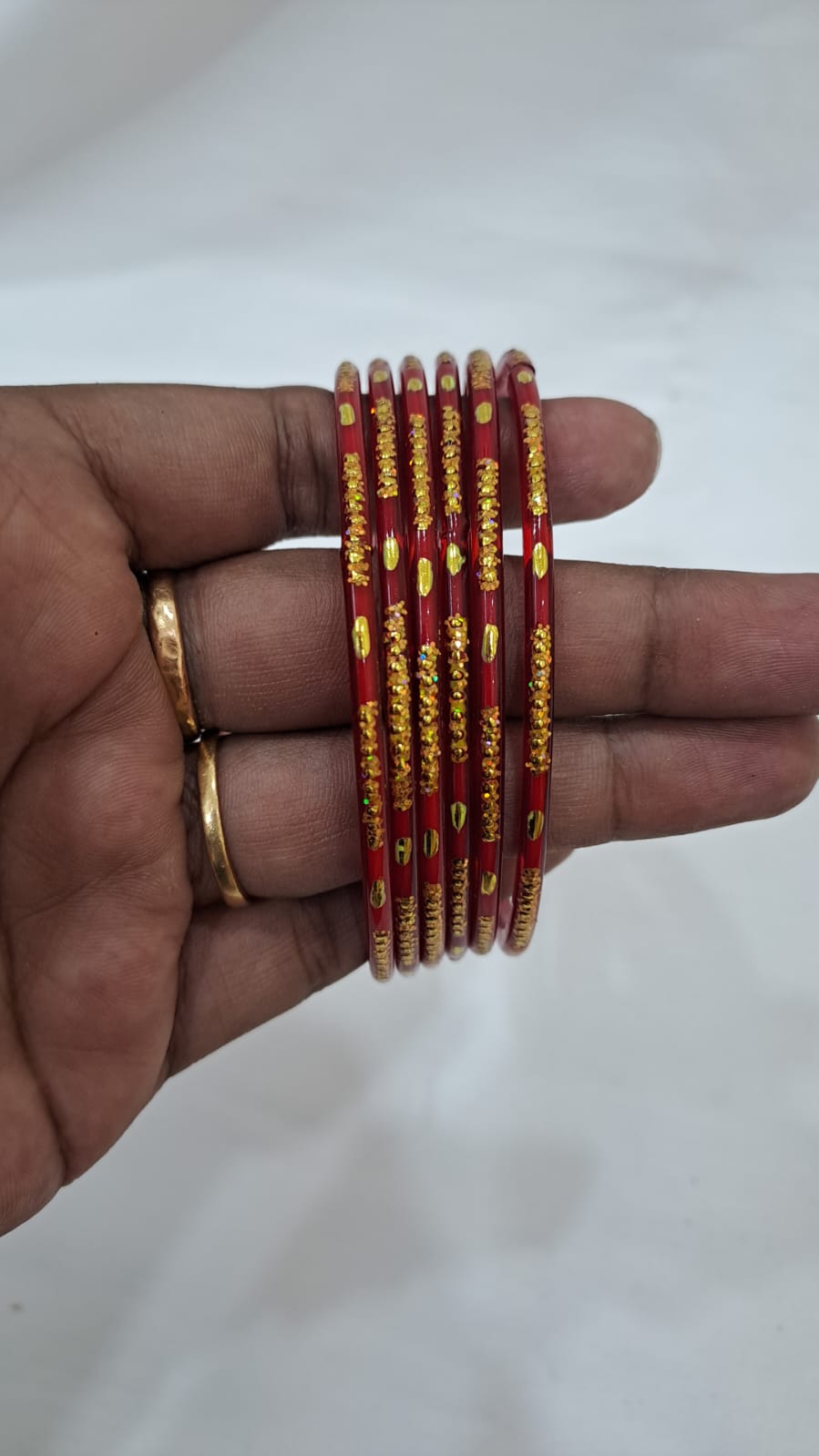 Stunning Red Color Glass Bangles With New Design For women