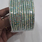 Attractive Green Color Checked Design Glass Bangles For Women