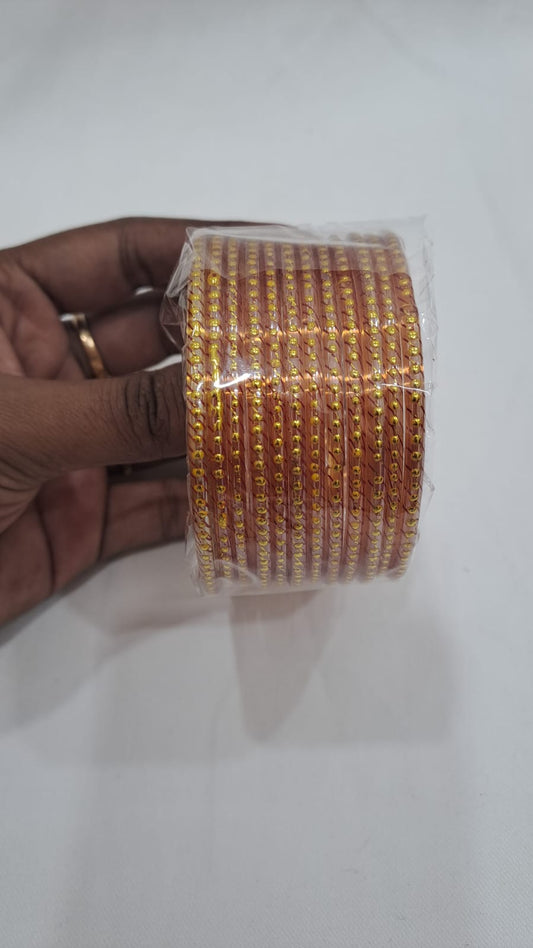Stunning Orange Colored Glass Bangles For Women 