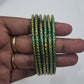 Green Color Checked Design Glass Bangles For Women Near Me