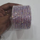 Attractive Lavender Color Checked Design Glass Bangles For Women