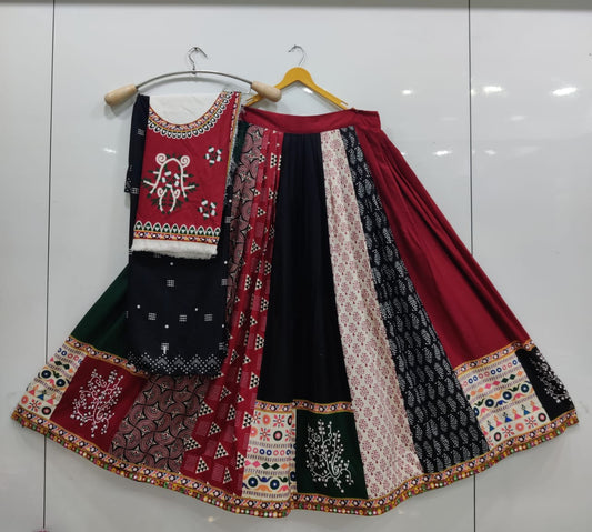 Elegant Multi Color Premium Cotton Special Garba Lehenga Choli