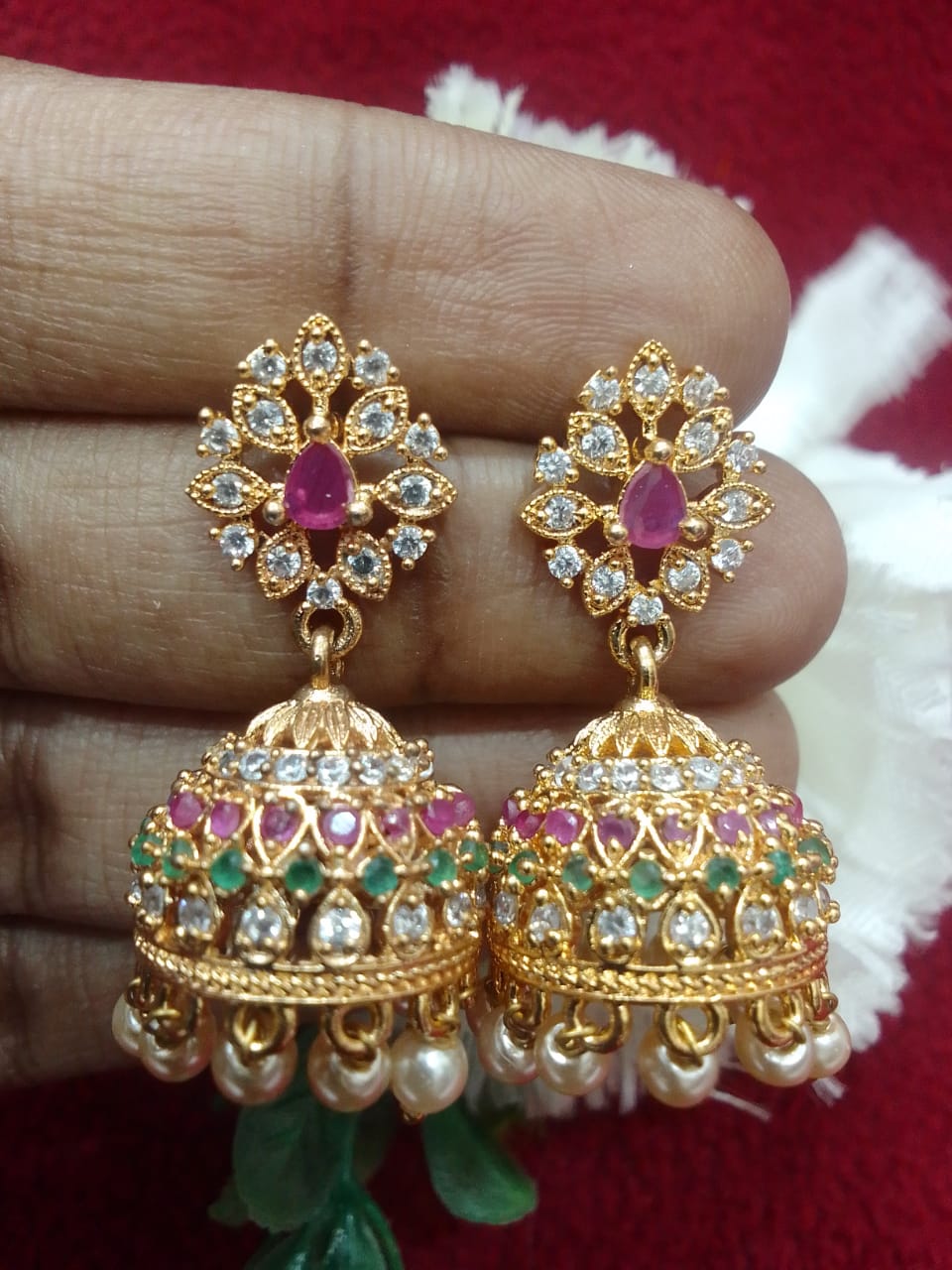 Beautiful Multicolored Gold Plated Beaded Work Earrings