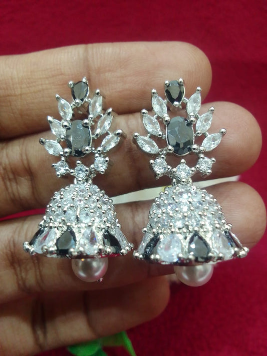 Delightful Black Color American Diamond Earrings