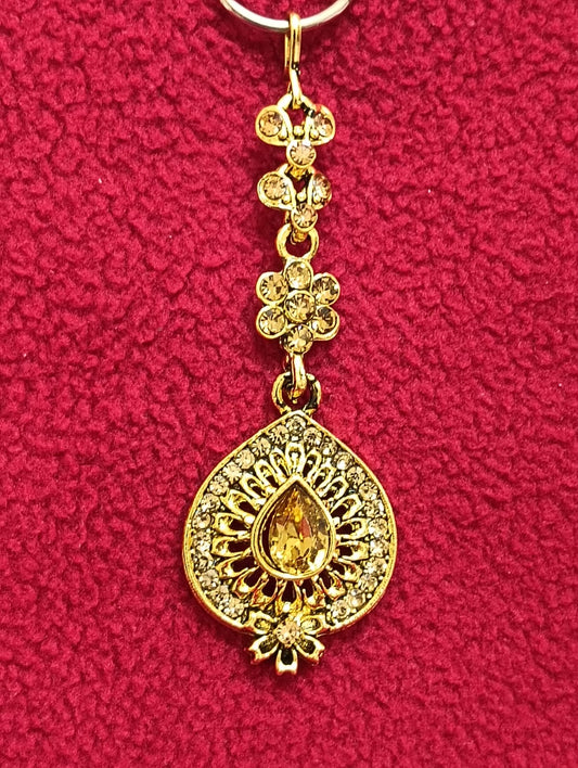 Elegant Gold Color Beautiful Gold Tikka With Stones 