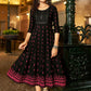 Alluring Black Colored Rayon With Neck Embroidery Work Kurti For Women