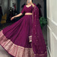 Wine Colored Plain With Zari Weaving Work Border Lehenga Choli In USA