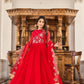 Elegant Red Colored Heavy Sequins Embroidery Work Long Gown With Dupatta