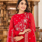  Red Colored  Embroidery Work  Gown With Dupatta In Suncity