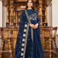 Beautiful Blue Colored Heavy Sequins Embroidery Work Long Gown With Dupatta