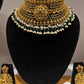 Traditional Emerald Green Gold Plated Bridal Choker Necklace With Earrings Set