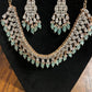 Elegant Light Green Color Gold Plated Necklace With Earrings