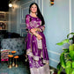 Atteactive Purple Color Chinon Silk Sharara With Sequence and Thread Work Near Me