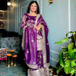 Atteactive Purple Color Chinon Silk Sharara With Sequence and Thread Work For Women