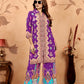 Alluring Purple Color Printed Pure Natural Crepe In Near Me