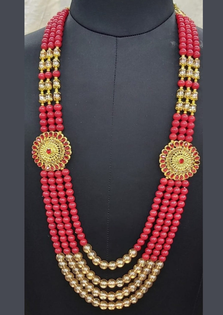 Attractive Red Color Mala Beads Stone Work For Men