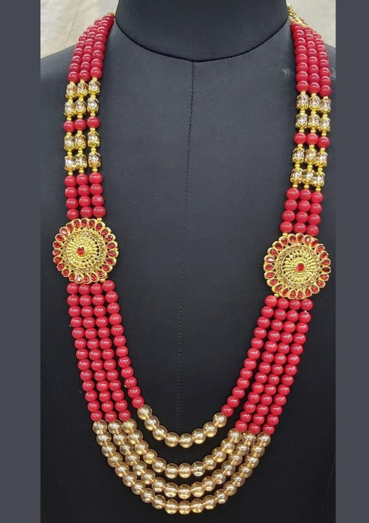 Attractive Red Color Mala Beads Stone Work For Men