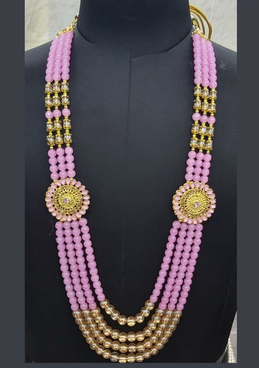 Beautiful Pink Color Unique Mala Stone Work For Men