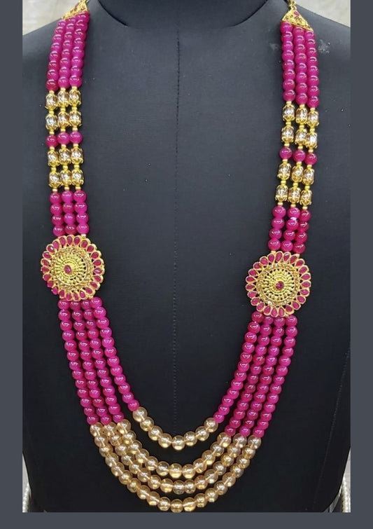 Pretty Ranipink Color Designed Mala Stone Work For Men Mala