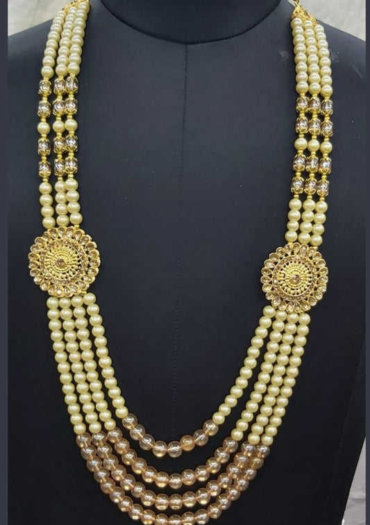 Mustard Gold Color Unique Designed And Stone Work For Men Mala