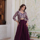 Attractive Purple Color Heavy Faux Georgette Embroidery Lace Work With Indo Western Palazzo Suits For Women