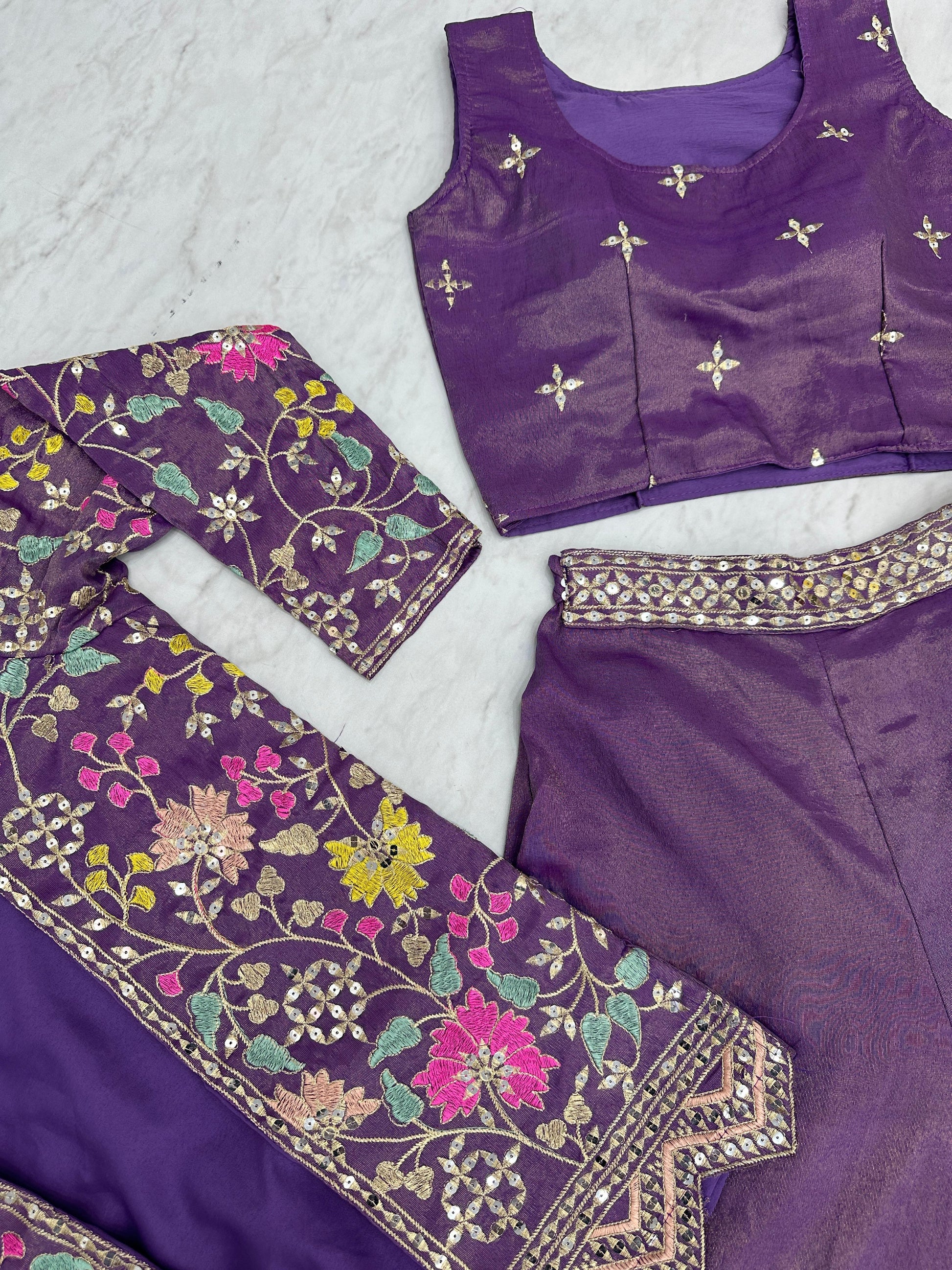 Attractive Purple Color Embroidery Sequins Work in Tempe