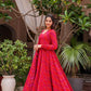 Elegant Printed Rani Pink Shrug Style Indo Western Gown Near Me