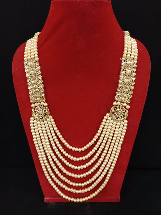 Gorgeous Seven Layer Pearl Designer And Stone Work Mala For Men