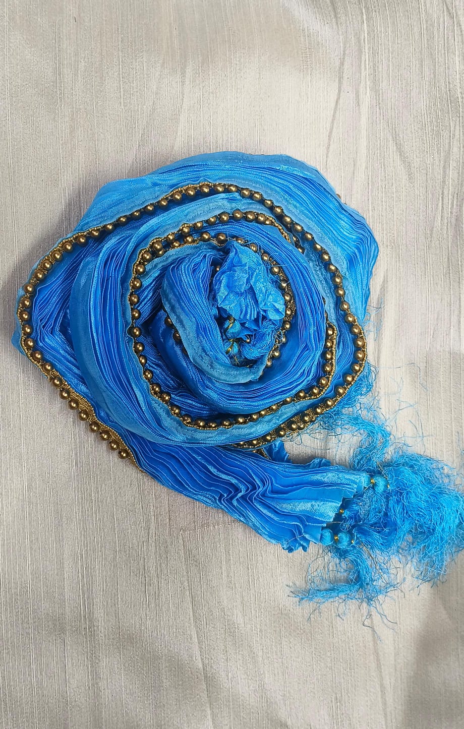 Sea Blue Poly Blend  With Lace For Men Near Me