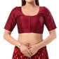 Attractive Maroon Color Poly Blend Fabric Round Neck Readymade Blouse For Women