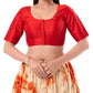 Fabulous Red Color Poly Blend Fabric Round Neck Readymade Blouse For Women
