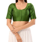 Gorgeous Mehendi Green Color Poly Blend Fabric Round Neck Readymade Blouse For Women