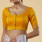Attractive Front Open Yellow Color Elbow Sleeve Readymade Blouse For Women