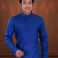 Charming Plain Royal Blue Color Plain Linen Cotton Kurta With Pajama Near Me