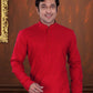 Attractive Red Color Linen Cotton Fancy Kurta With Pajama Near Me